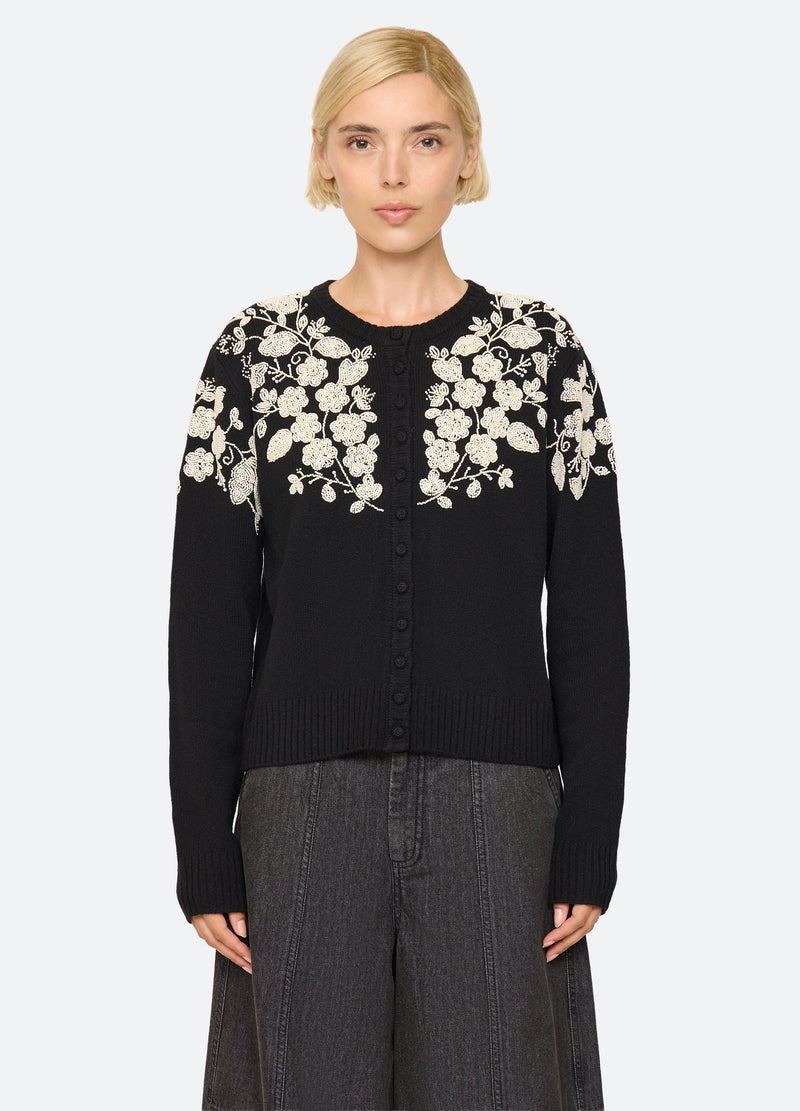 Shiloh Embroidered Long Sleeve Cardigan