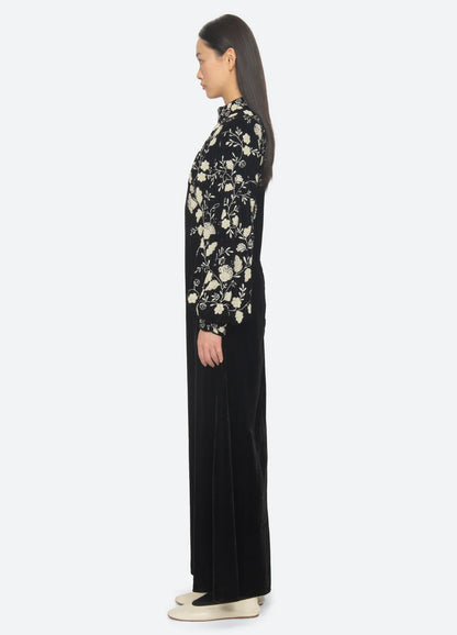 Shiloh Embroidered Maxi Dress BLACK
