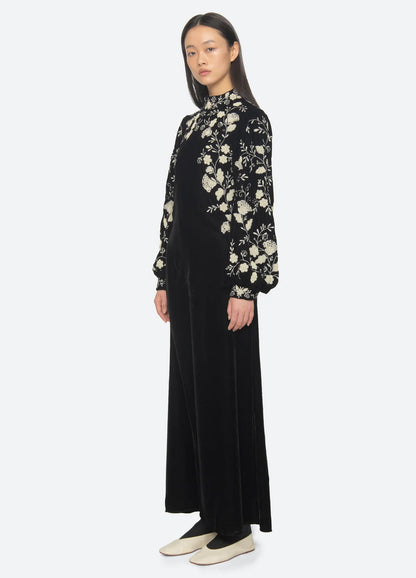 Shiloh Embroidered Maxi Dress BLACK