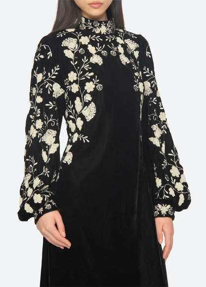Shiloh Embroidered Maxi Dress BLACK