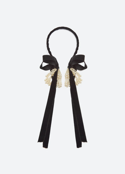 Shiloh Embroidered Hair Band BLACK
