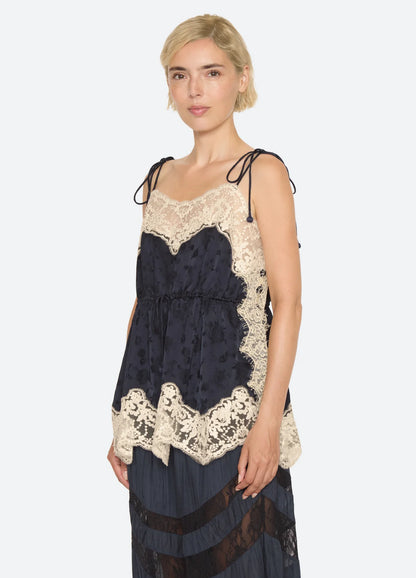 Shay Lace Tie Camisole NAVY