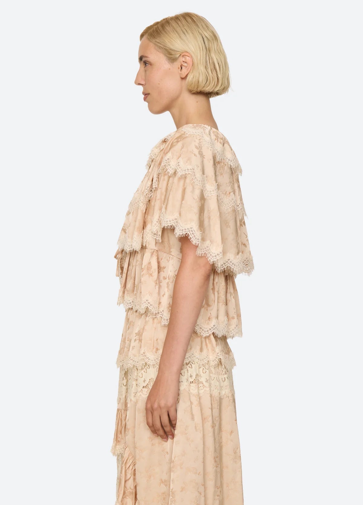 Shay Lace Tie Front Short Sleeve Top