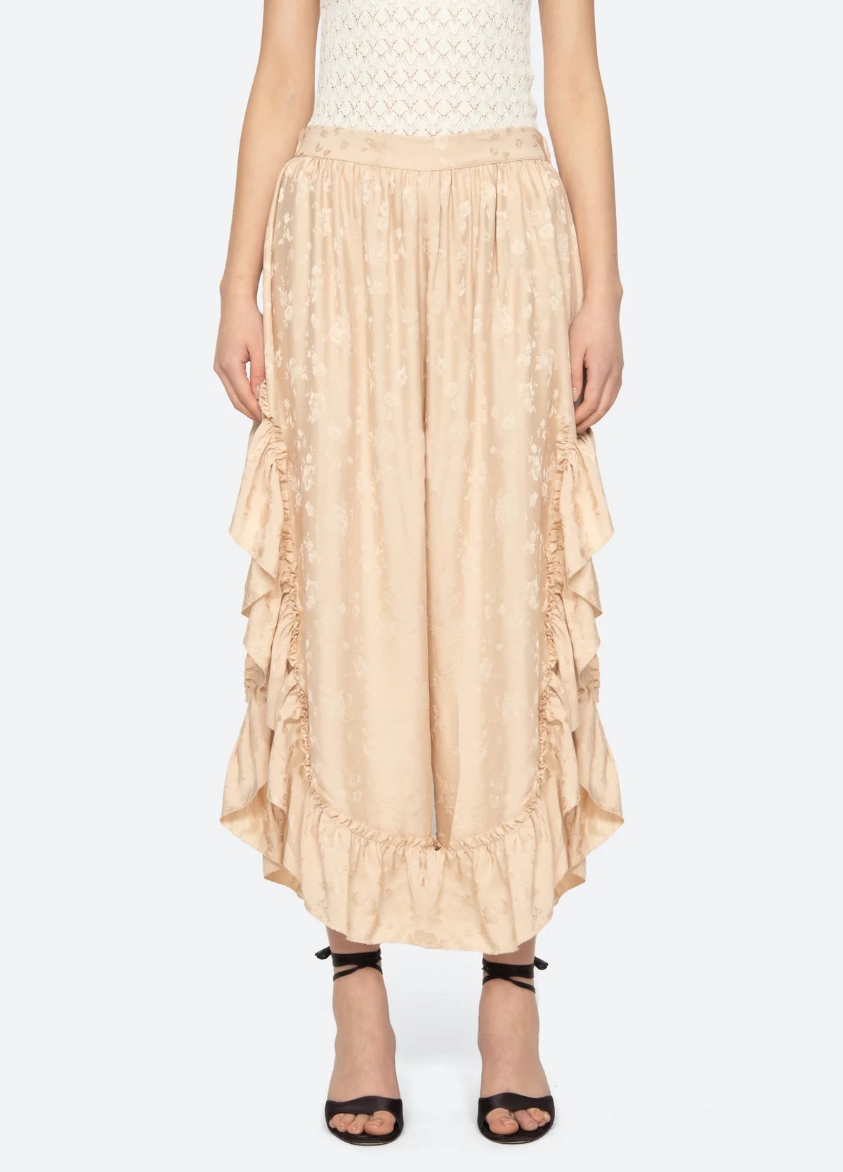 Shay Lace Ruffle Pants NUDE