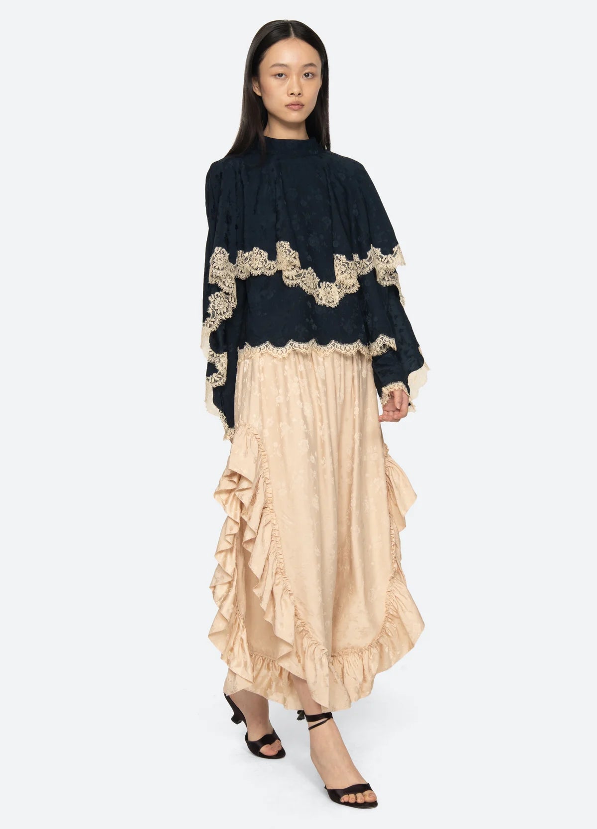 Shay Lace Ruffle Pants NUDE