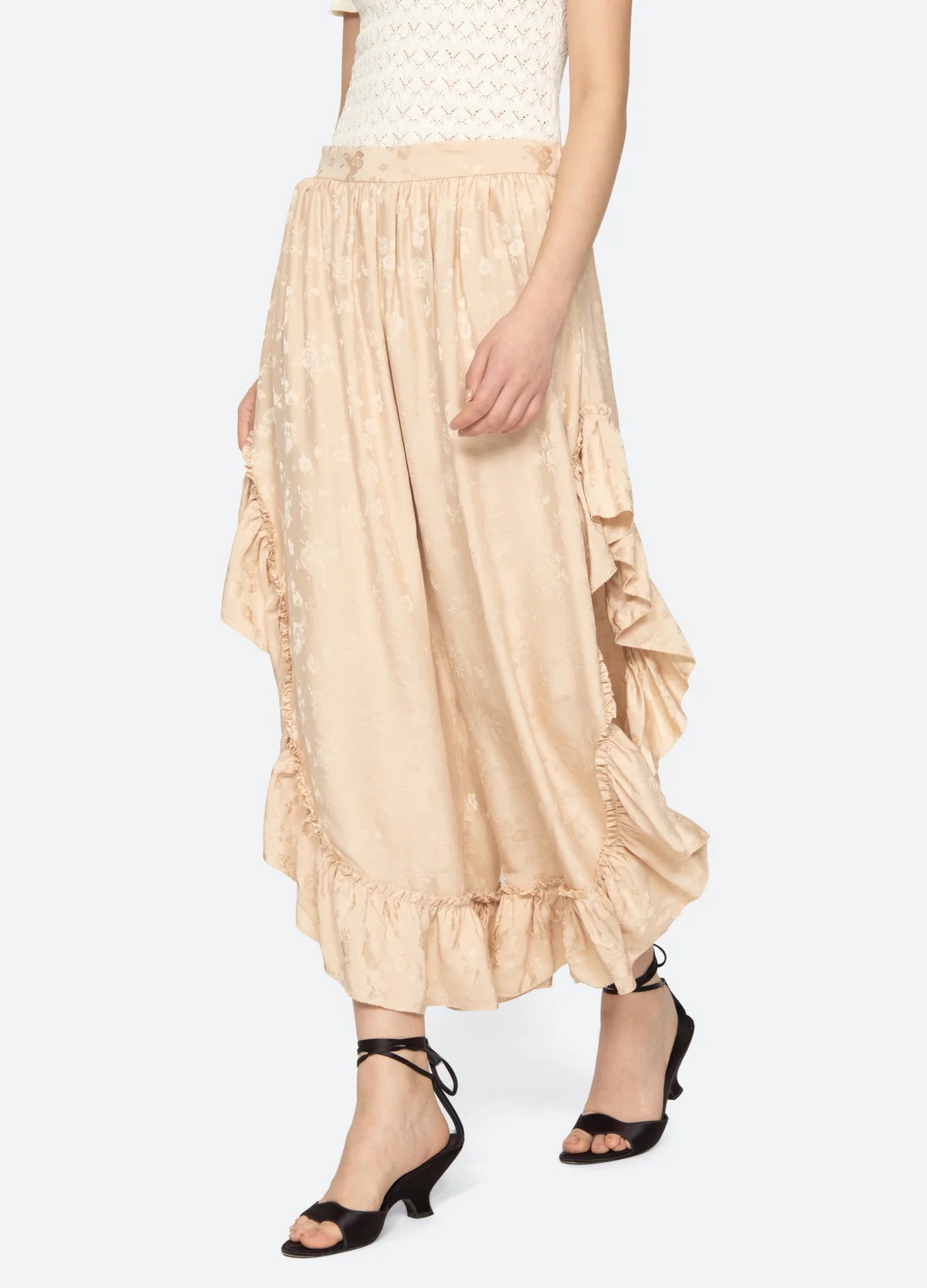 Shay Lace Ruffle Pants NUDE