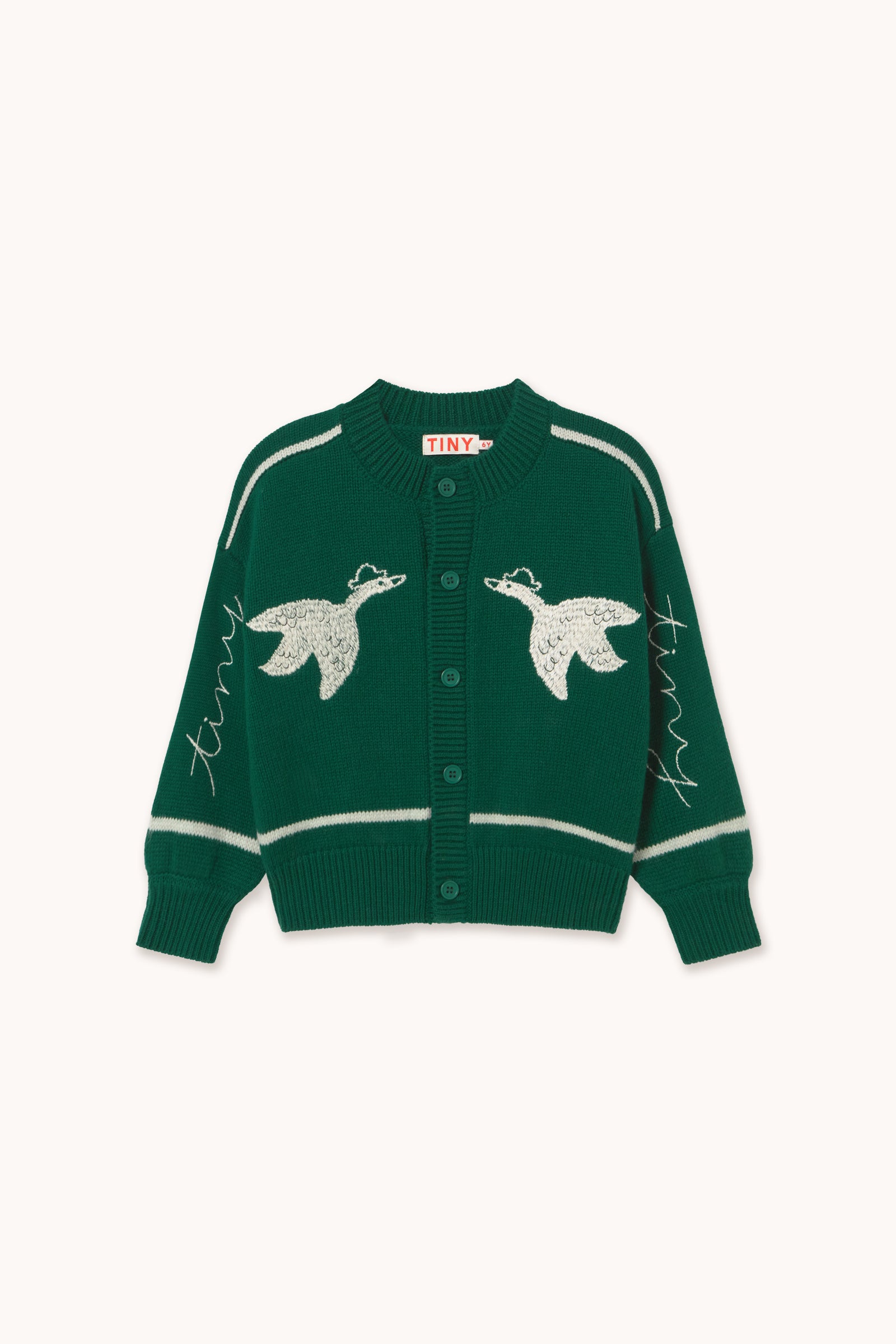 Geese Embroidery Cardigan DARK GREEN