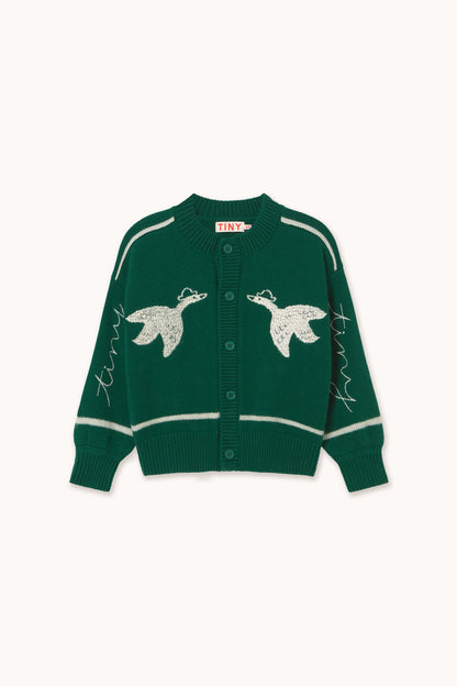 Geese Embroidery Cardigan DARK GREEN