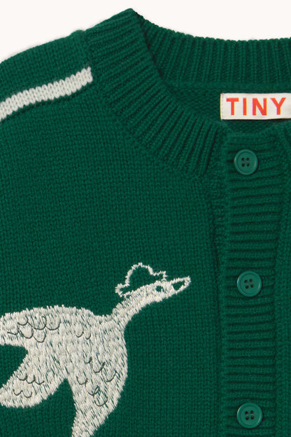 Geese Embroidery Cardigan DARK GREEN