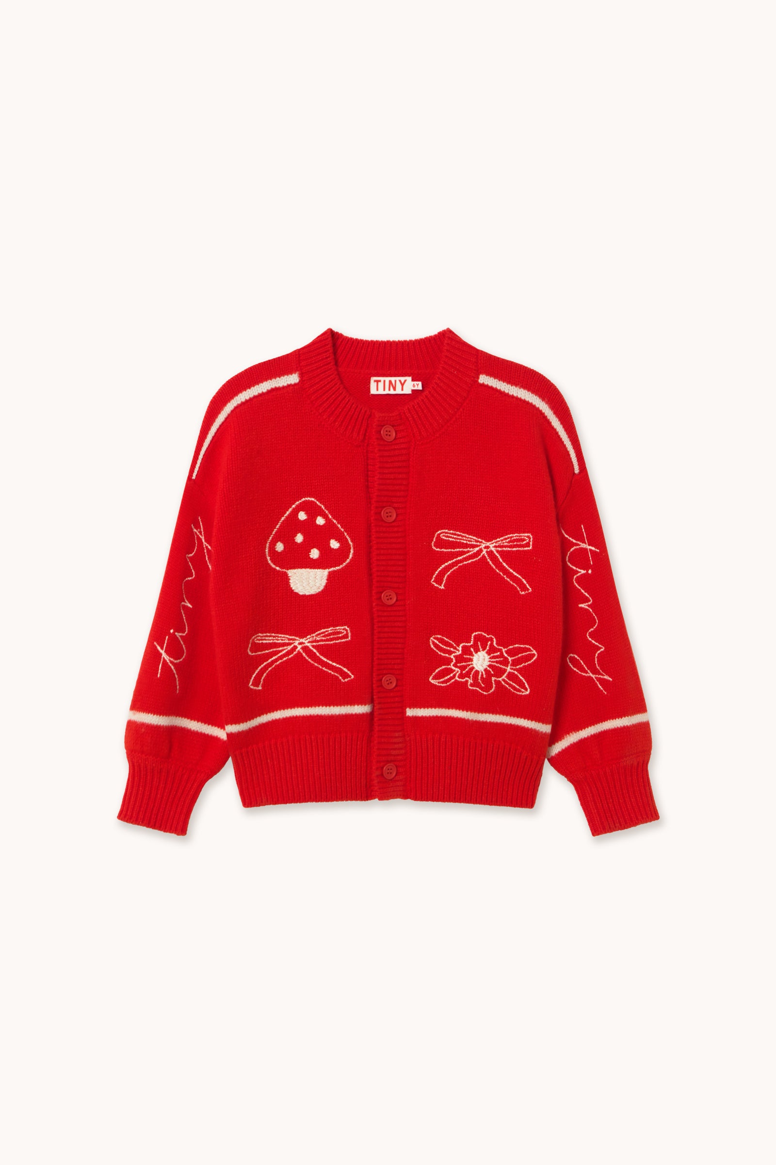 Bows Embroidery Cardigan SUMMER RED