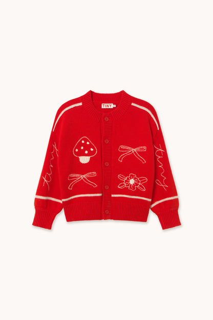 Bows Embroidery Cardigan SUMMER RED