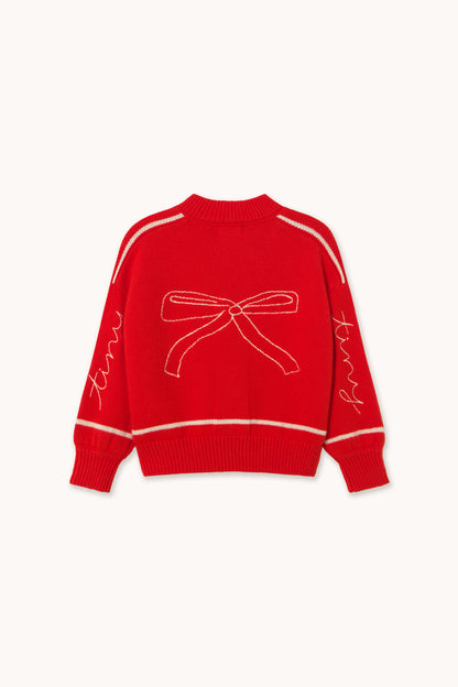 Bows Embroidery Cardigan SUMMER RED
