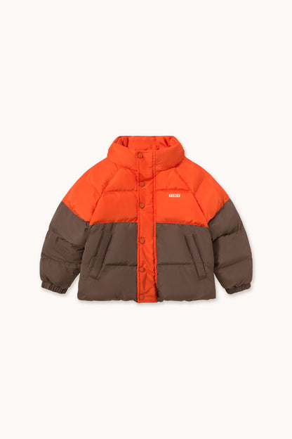 Color Block Short Padded Jacket SUMMER RED