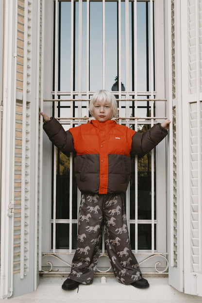 Color Block Short Padded Jacket SUMMER RED