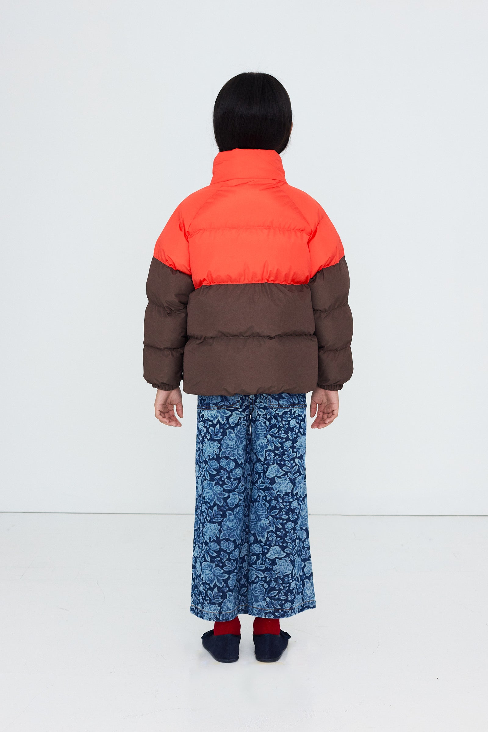 Color Block Short Padded Jacket SUMMER RED