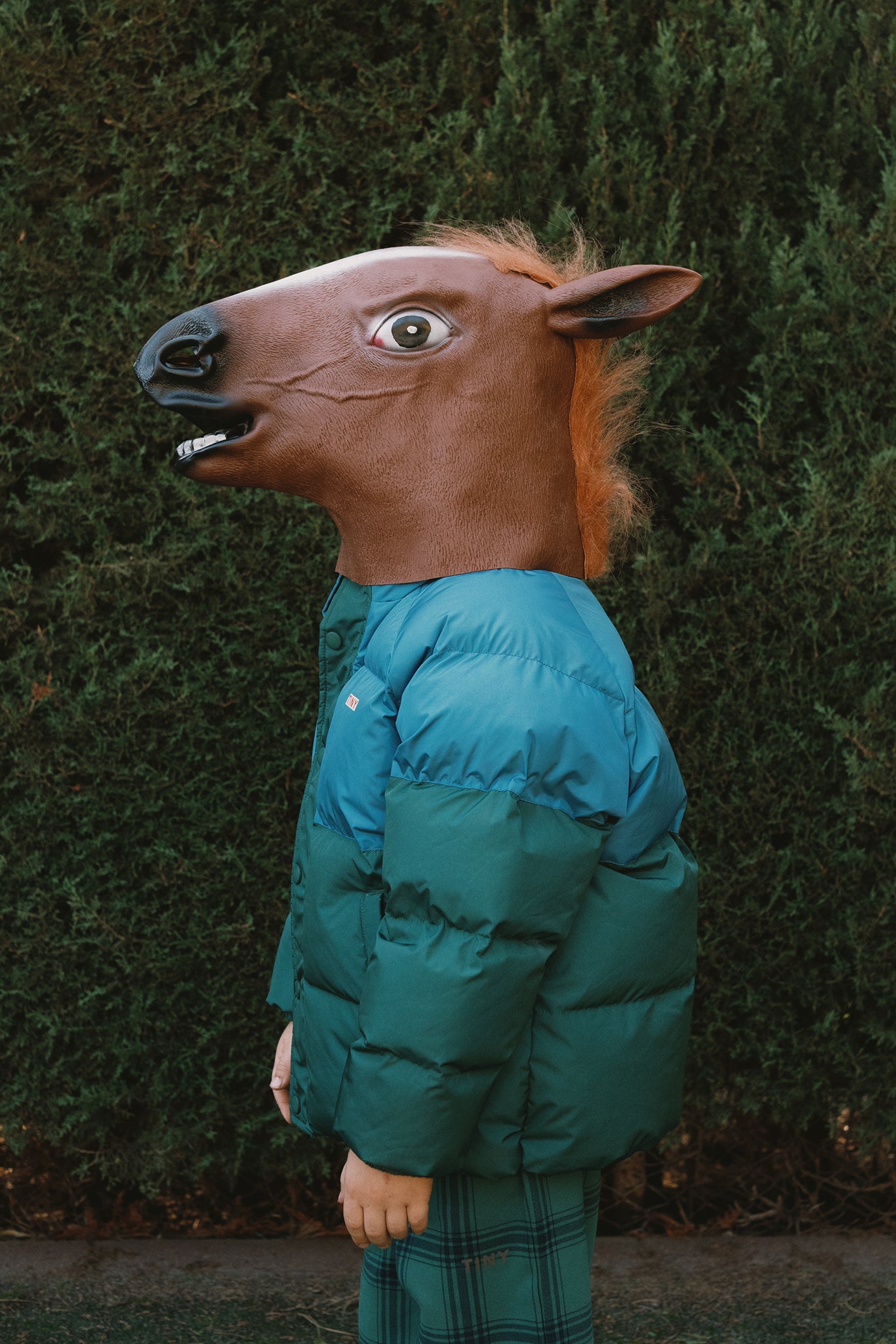 Color Block Short Padded Jacket DARK CYAN