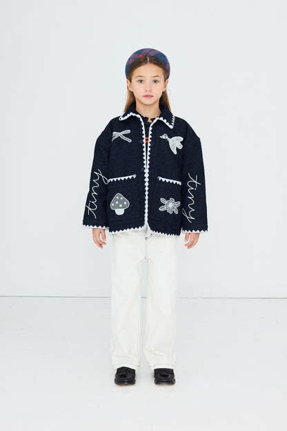 Tiny Bow Jacket DENIM DARK WASH