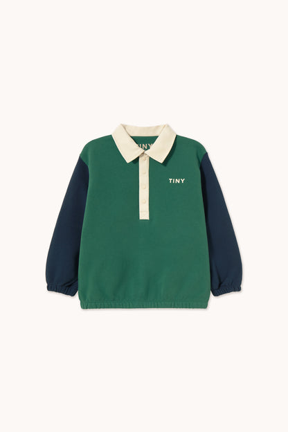 Color Block Polo Sleeve Tee DARK GREEN