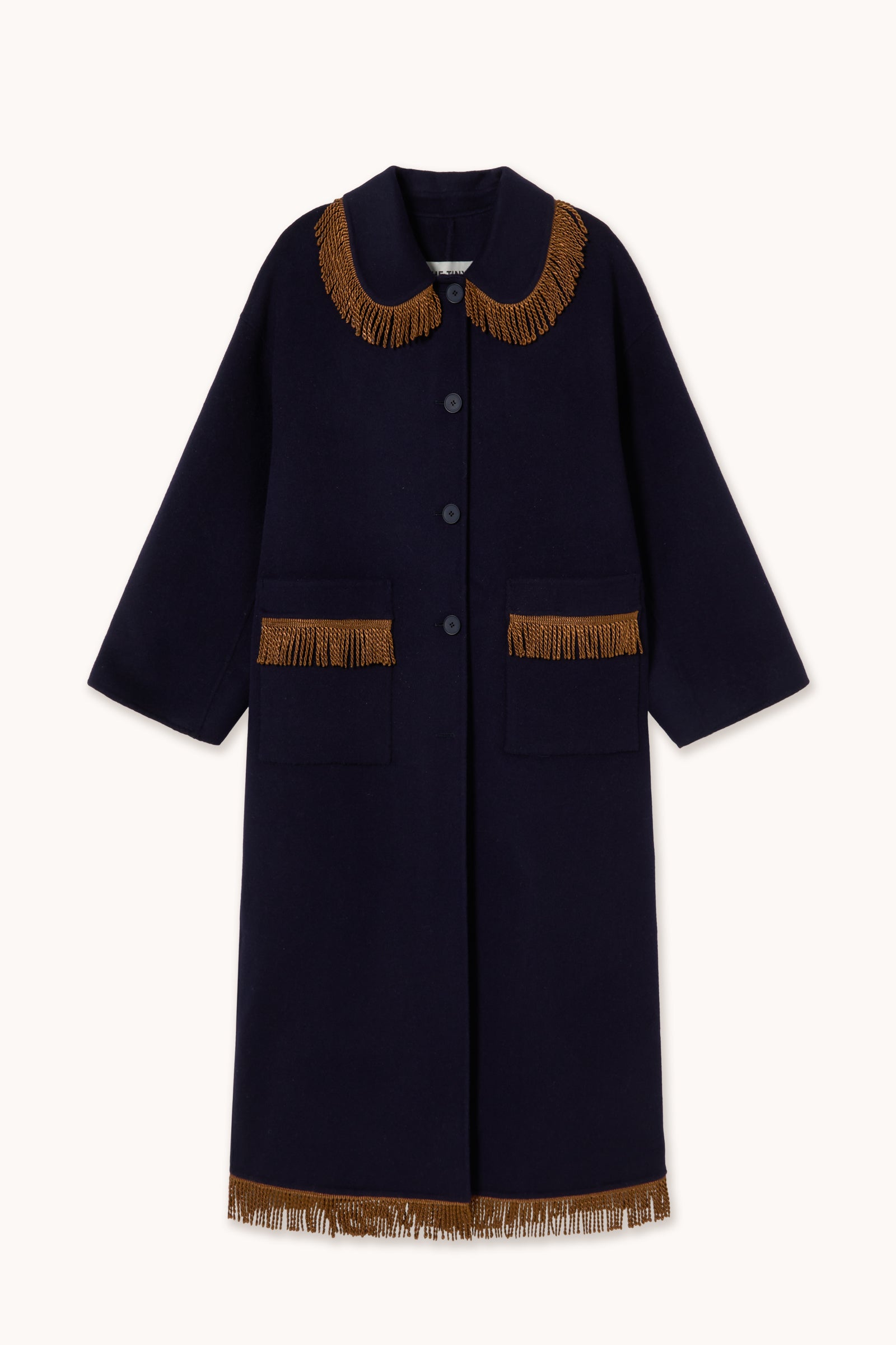 Woman Frills Long Coat NAVY