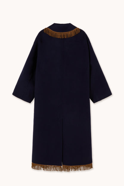 Woman Frills Long Coat NAVY