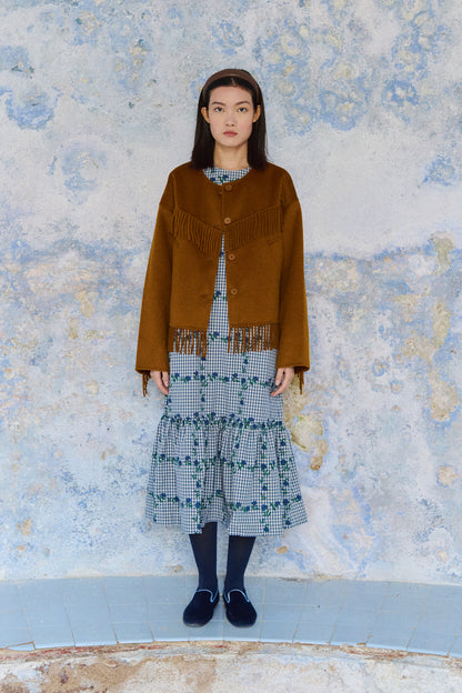 Woman Frills Short Coat BRONZE