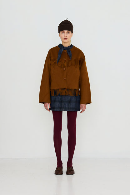 Woman Frills Short Coat BRONZE