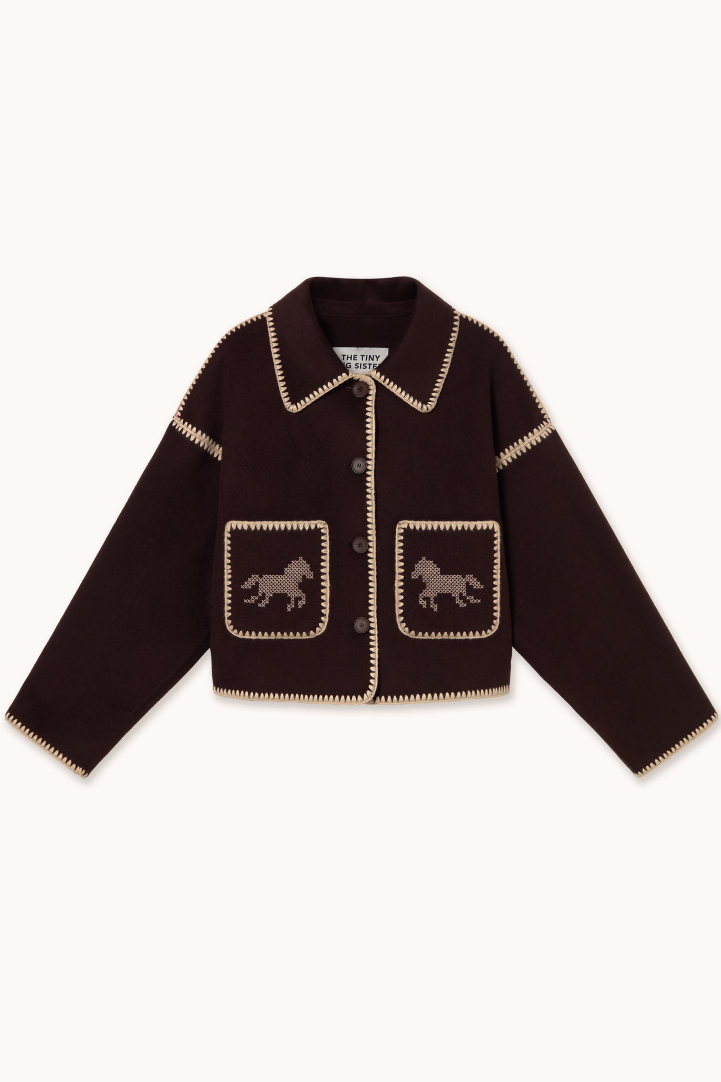 Woman Short Horses Embroidered Coat