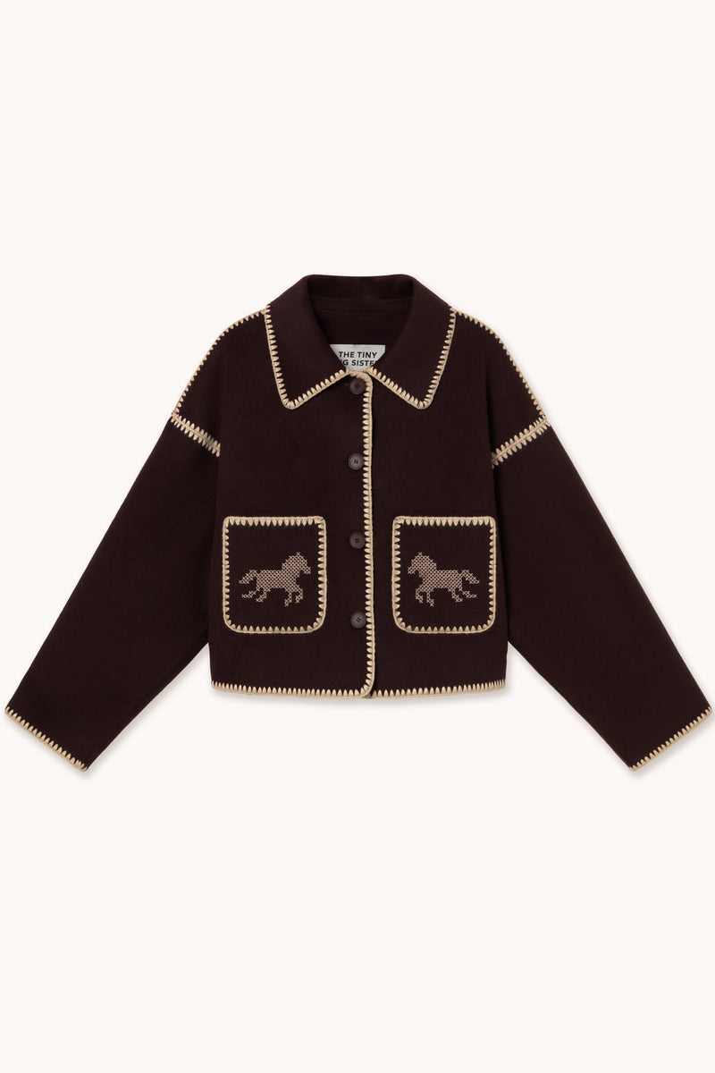 Woman Short Horses Embroidered Coat