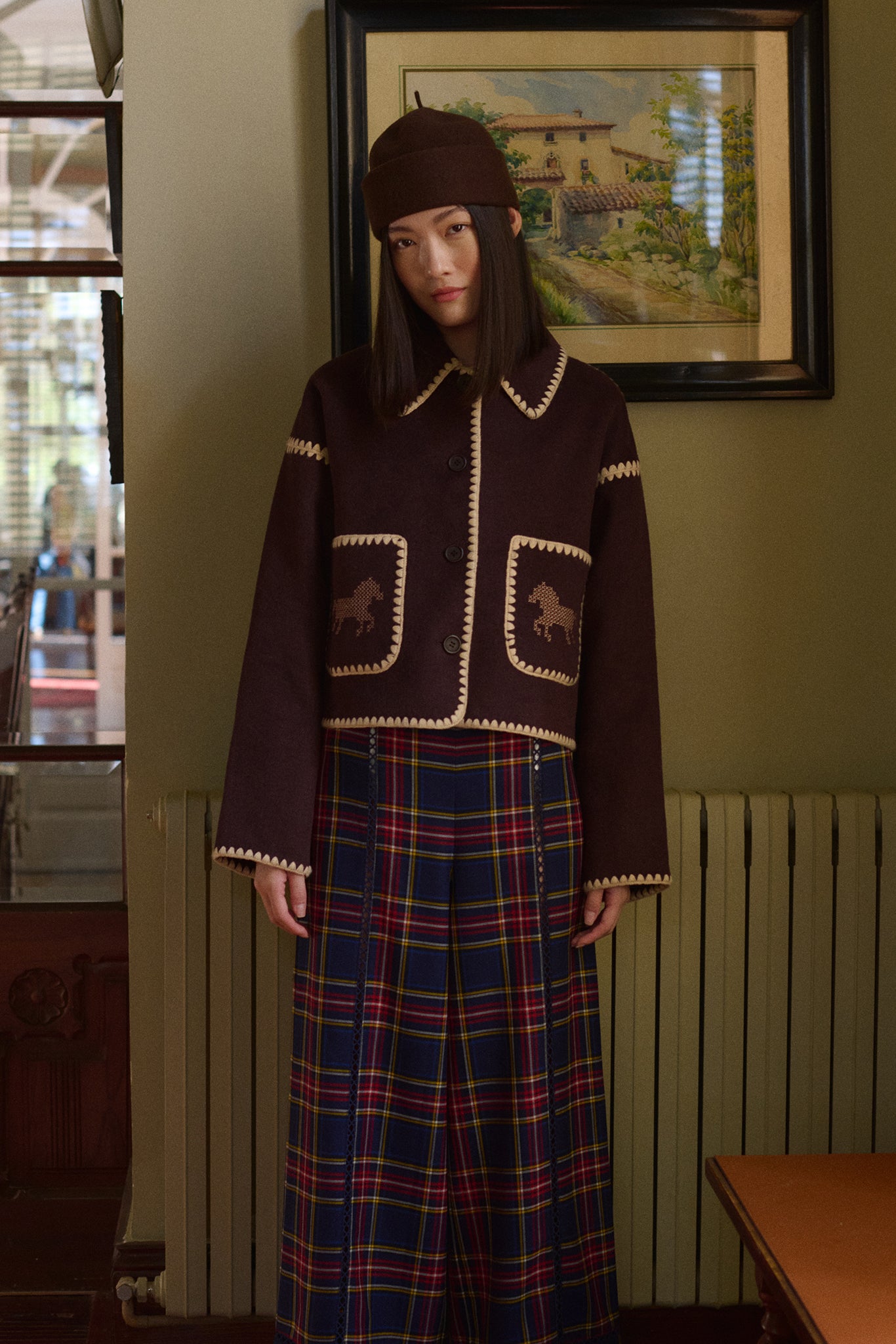 Woman Short Horses Embroidered Coat