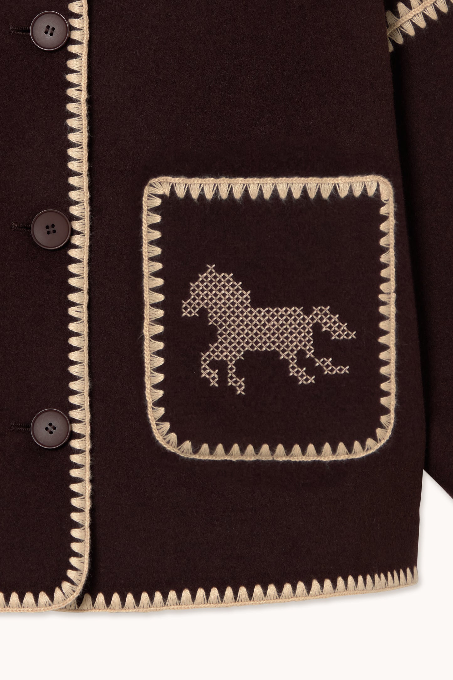 Woman Short Horses Embroidered Coat