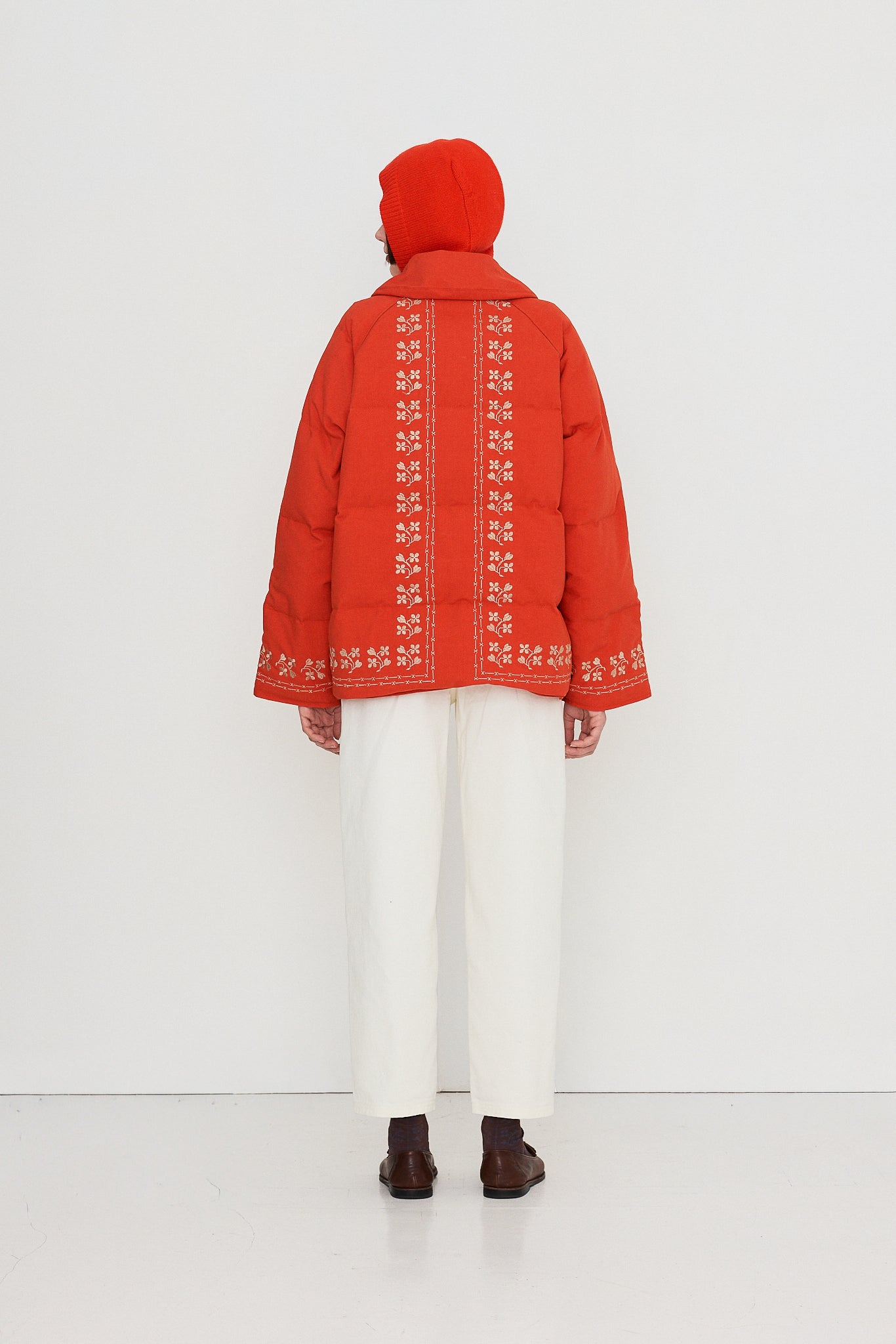Woman Flowers Down Jacket DARK RED