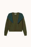 Woman Contrast Scarf Neck Lara Cardigan DARK KHAKI