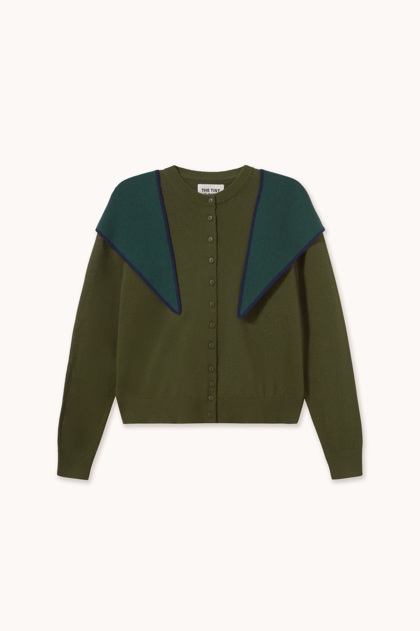 Woman Contrast Scarf Neck Lara Cardigan