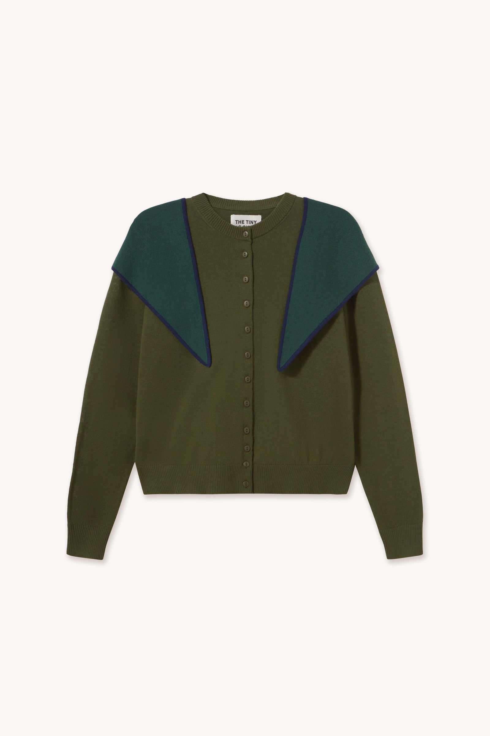 Woman Contrast Scarf Neck Lara Cardigan DARK KHAKI