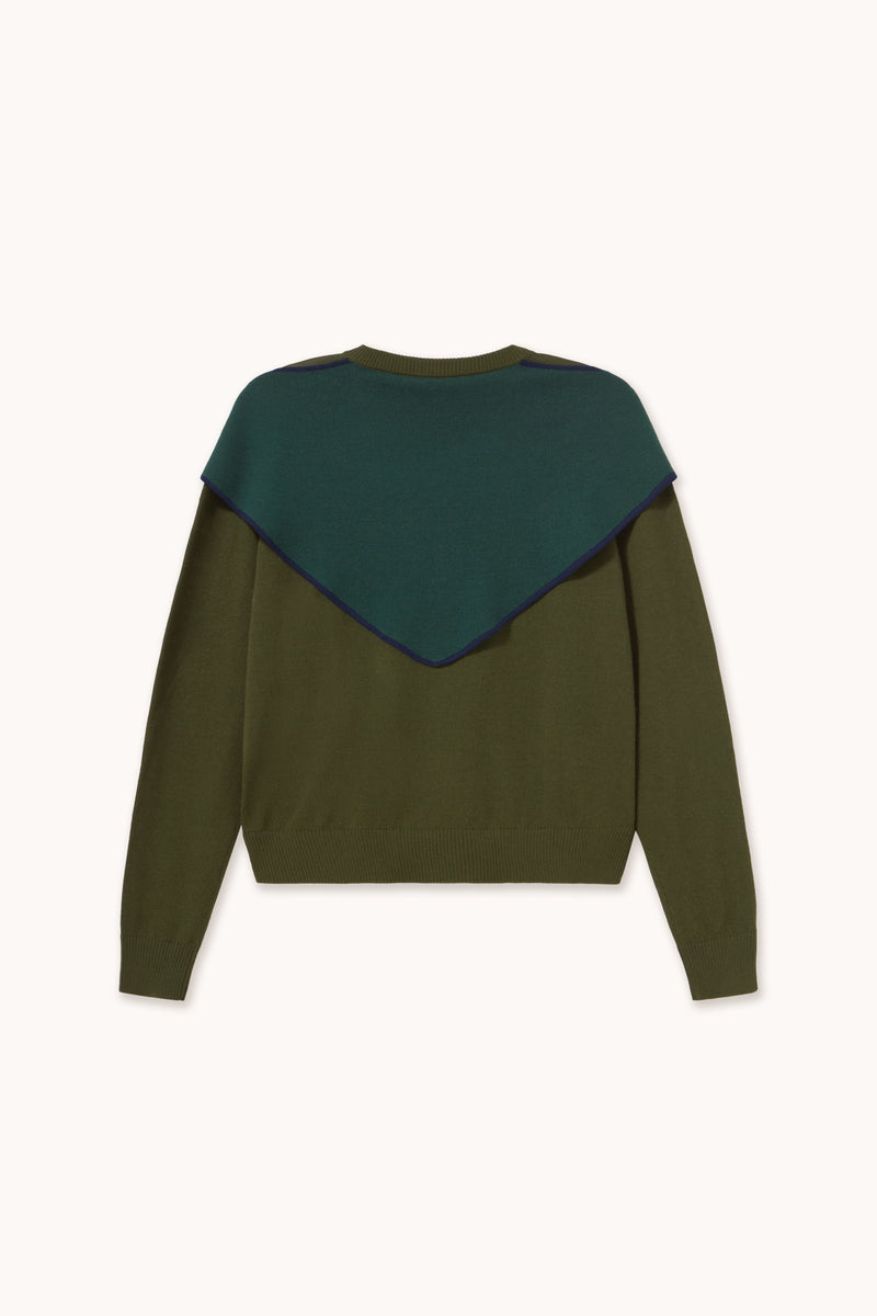 Woman Contrast Scarf Neck Lara Cardigan
