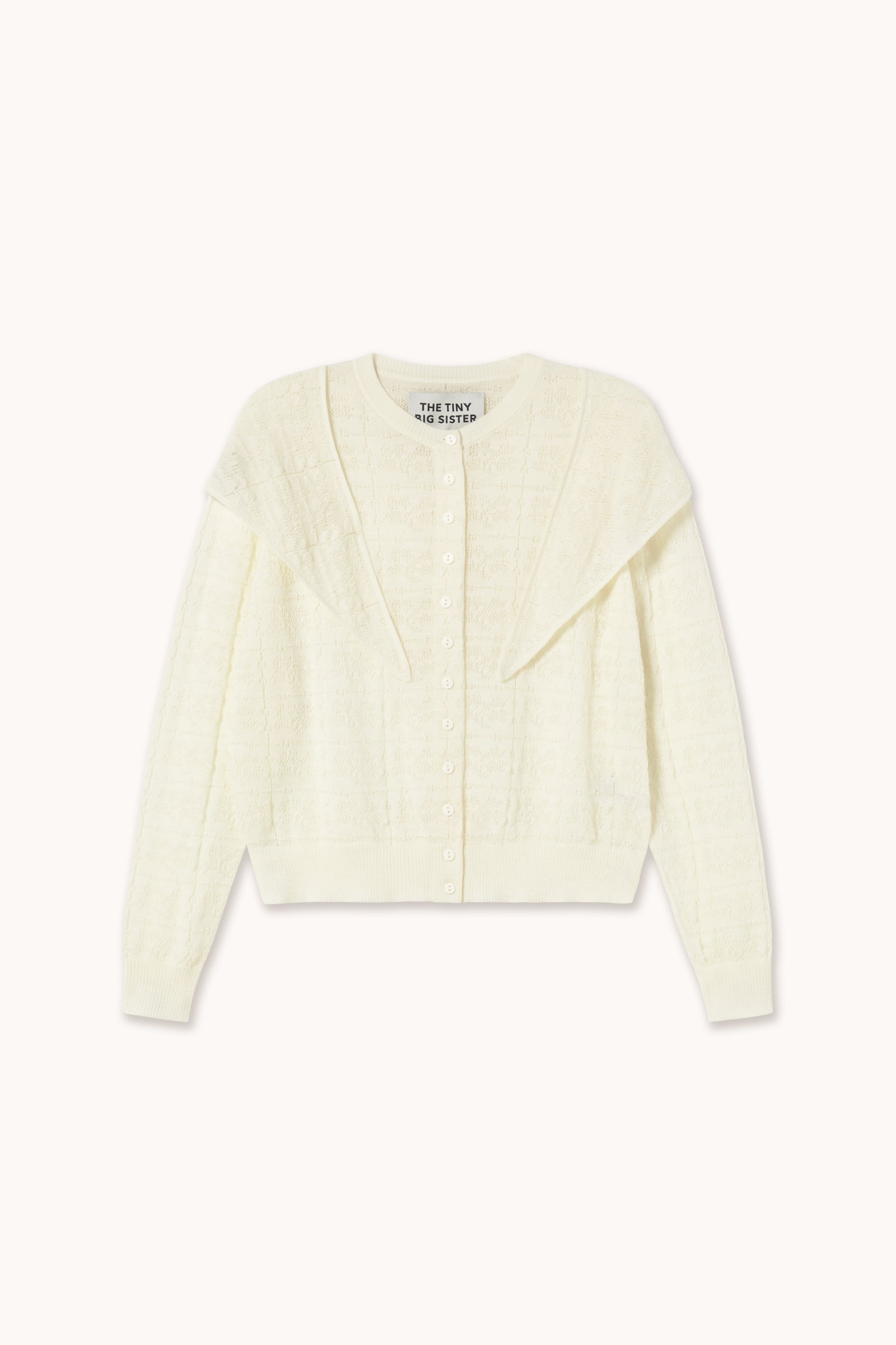 Woman Check Scarf Neck Lara Cardigan LIGHT CREAM