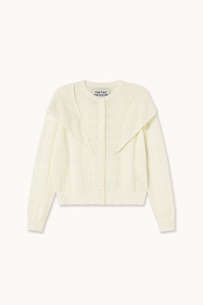 Woman Check Scarf Neck Lara Cardigan LIGHT CREAM