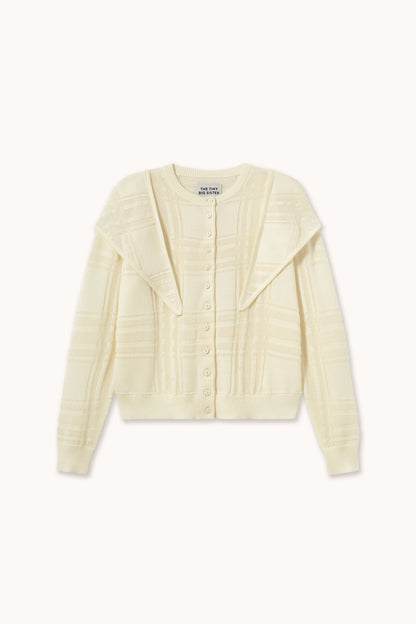 Woman Check Scarf Neck Lara Cardigan LIGHT CREAM