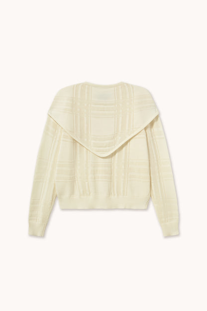 Woman Check Scarf Neck Lara Cardigan LIGHT CREAM