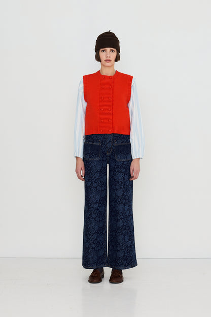 Woman Buttoned Vest SUMMER RED