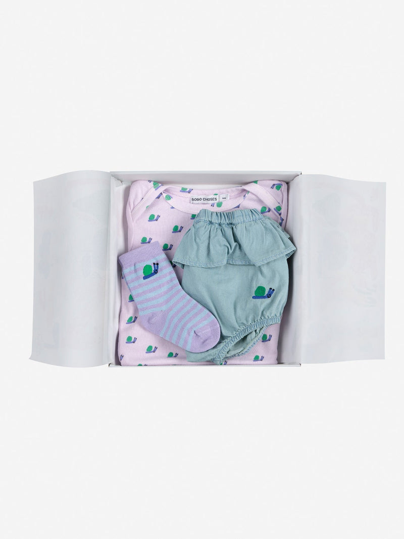 OUTLET Zestaw prezentowy Funny Snail gift set | rozm. 6m Bobo Choses BEBE Concept 