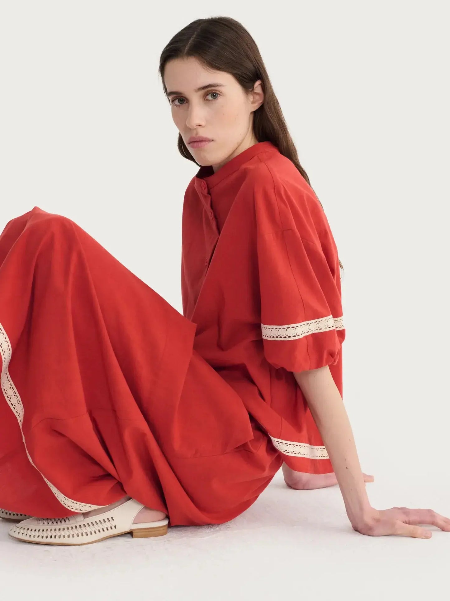 OUTLET Damska koszula Contrast Trim Puff Slevee  | rozm. XL Bobo Choses BEBE Concept 