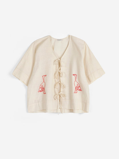 Bestickte Bluse OFFWHITE