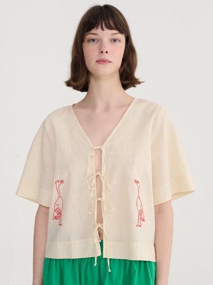 Bestickte Bluse OFFWHITE