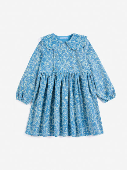 Sukienka Sketchy Flowers all over corduroy dress