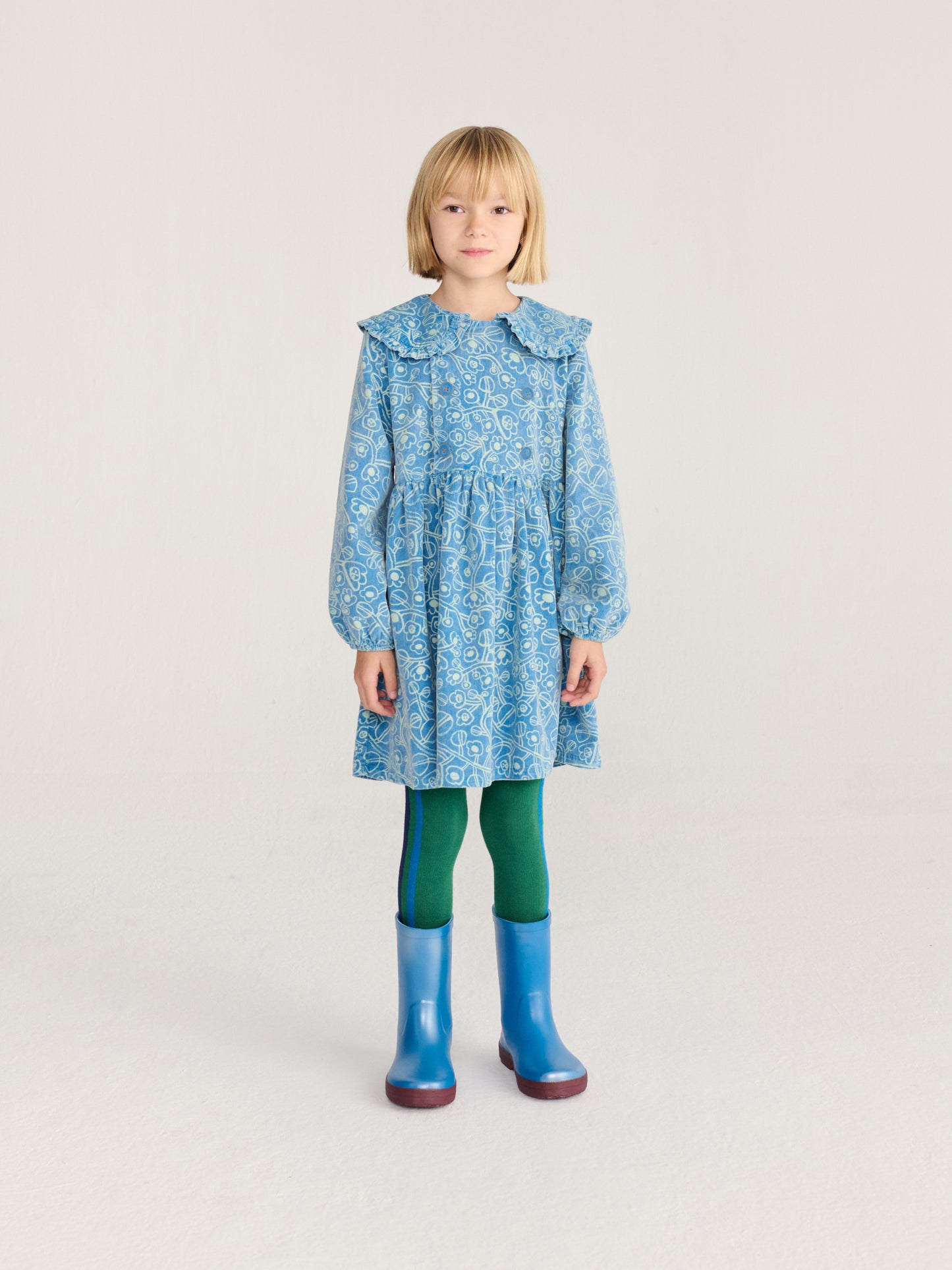Sukienka Sketchy Flowers all over corduroy dress