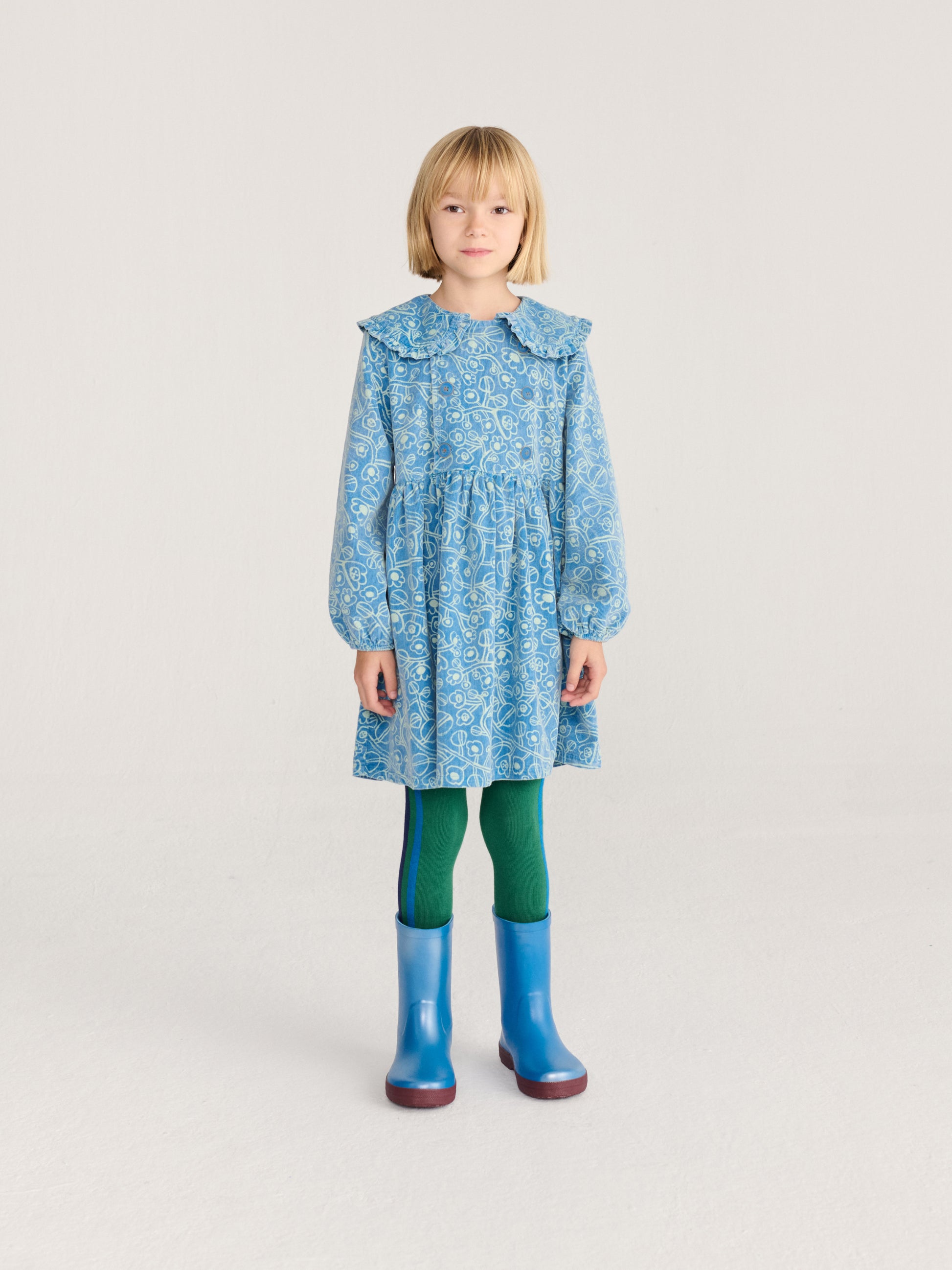 Sukienka Sketchy Flowers all over corduroy dress