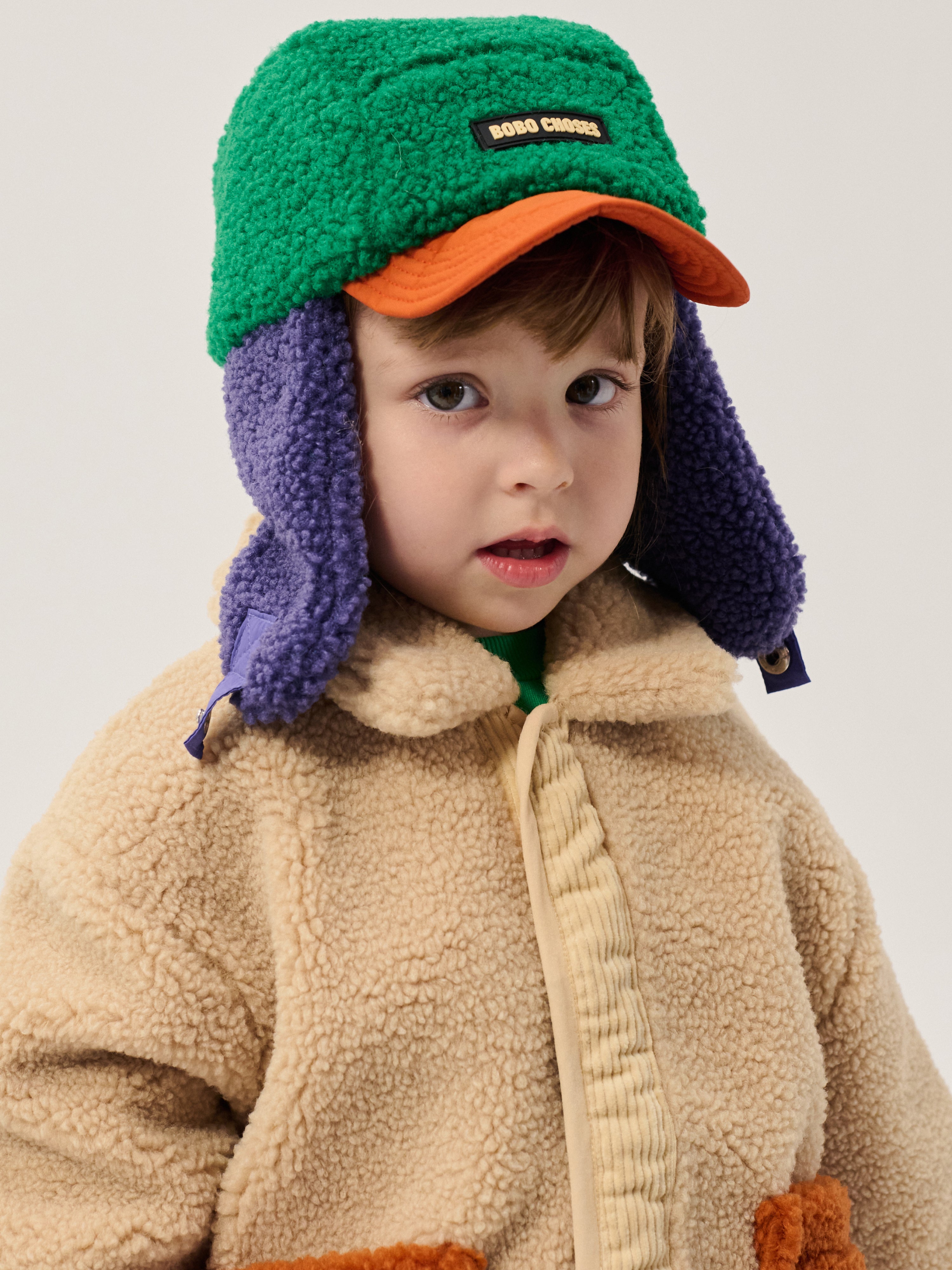 Czapka color block sheepskin chapka