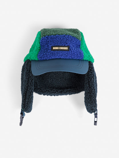 Czapka color block sheepskin chapka