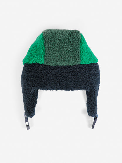 Czapka color block sheepskin chapka